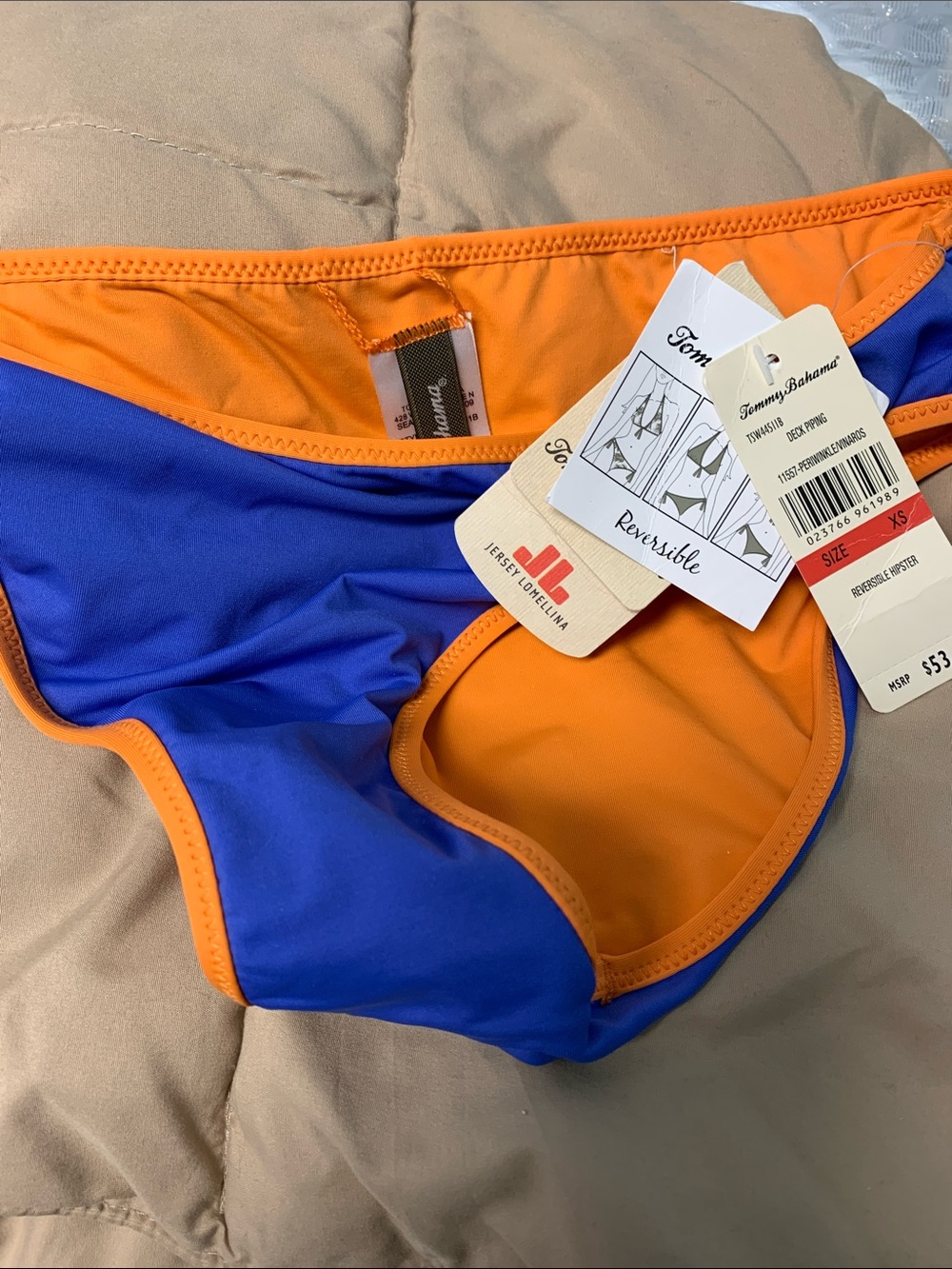 Tommy Bahama Reversible Royal Blue & Bright Orange Bikini Bottom periwinkle